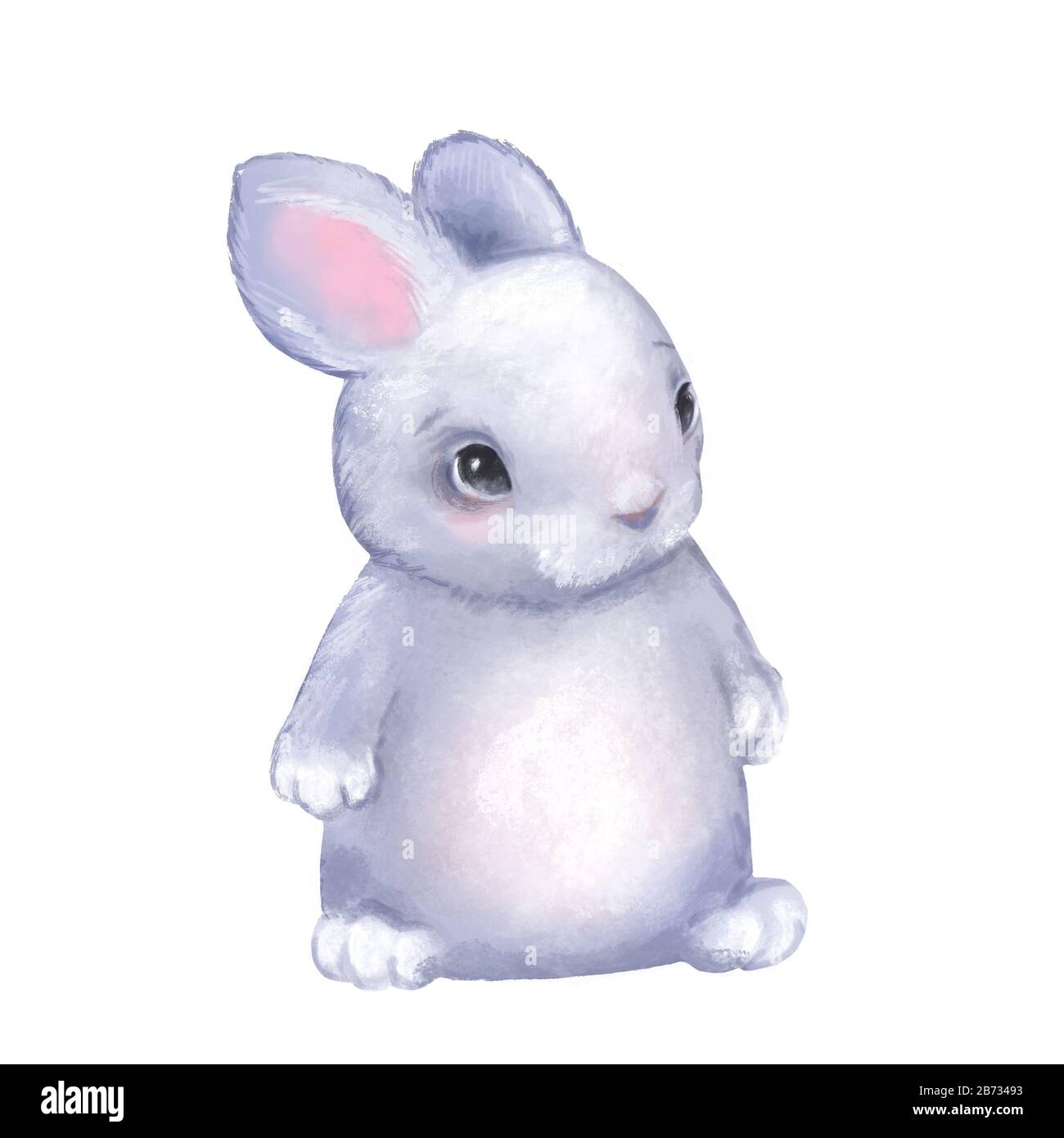 Cute illustration of bunny isolated on white Stock Photo