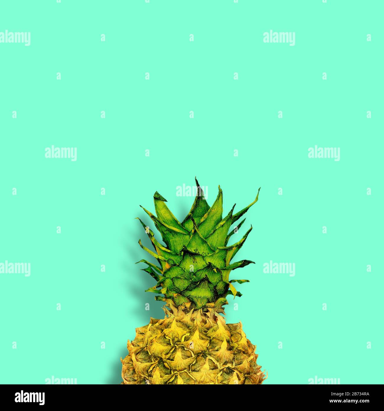 Pineapple colorful background with copy space. Summer concept Stock Photo