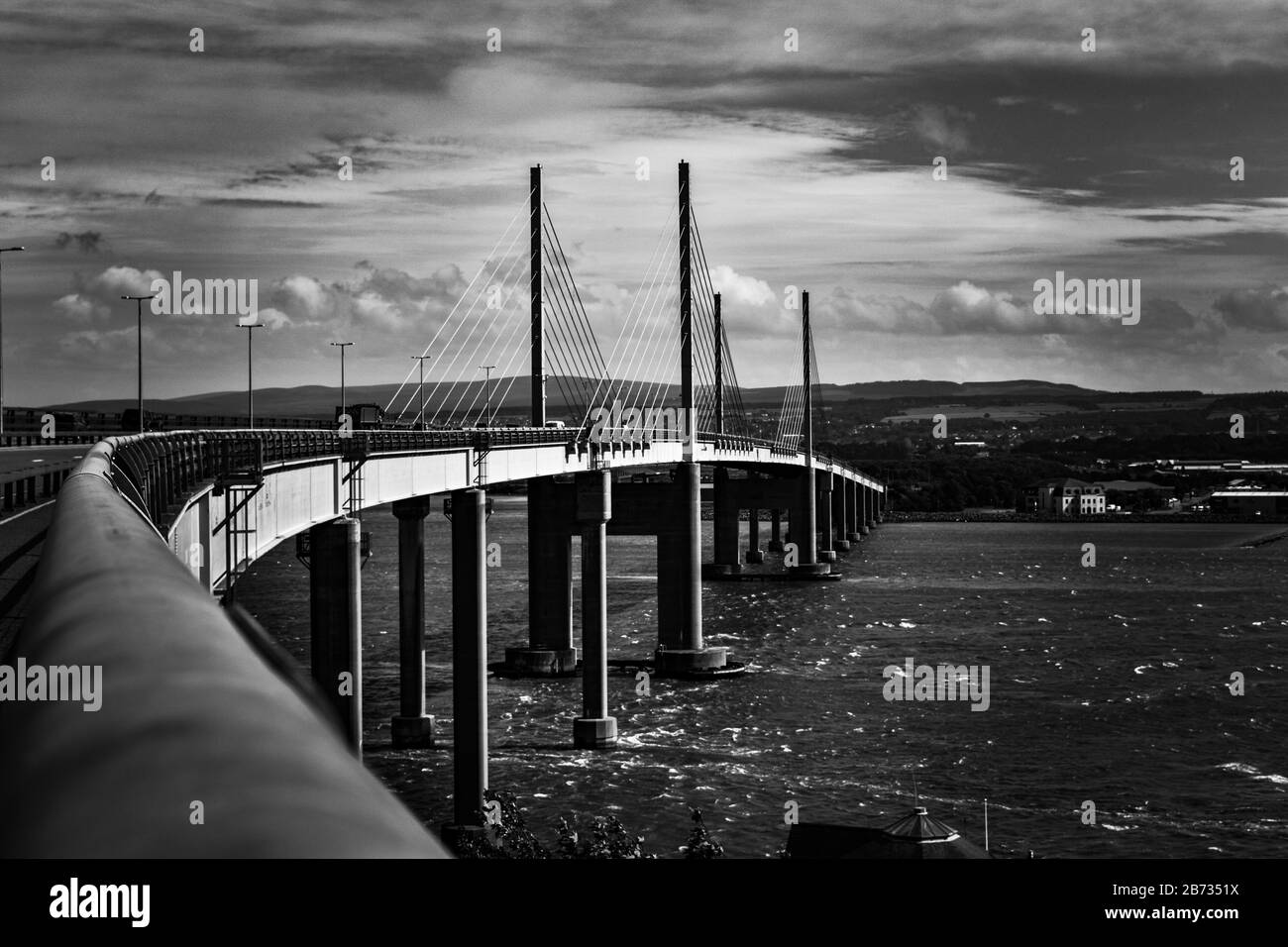 scotland black and white bridge Stock Photo