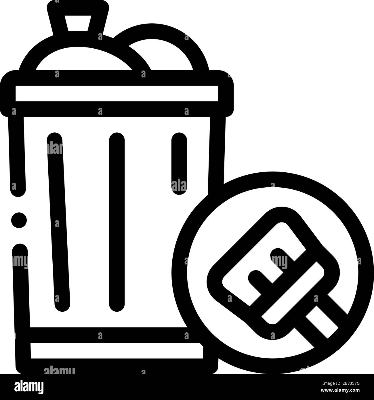 Rubbish Trash Can Icon Vector Outline Illustration Stock Vector Image