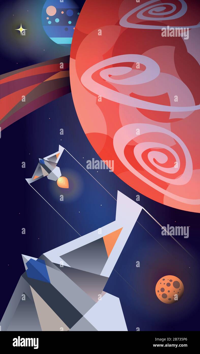 Spaceships flying away Illustration for kids Stock Vector Image & Art ...