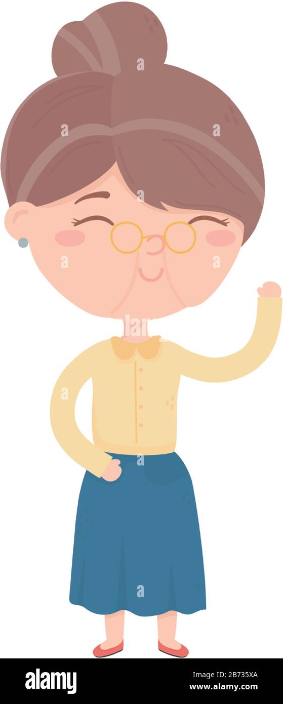 old woman close eyes with glasses cartoon character vector illustration ...