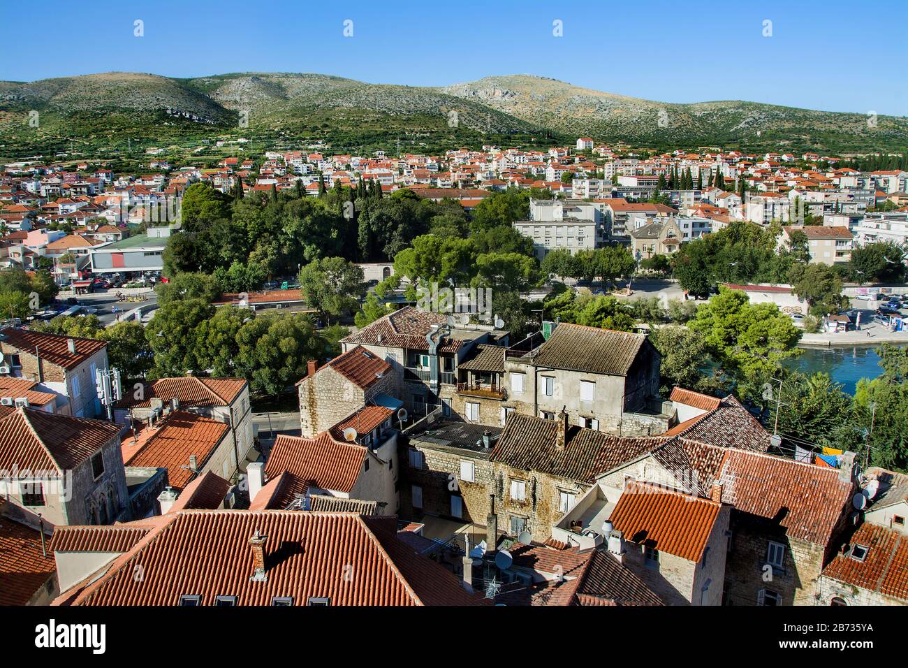 Trogir in Croatia, town panoramic view, Croatian tourist destination Stock Photo