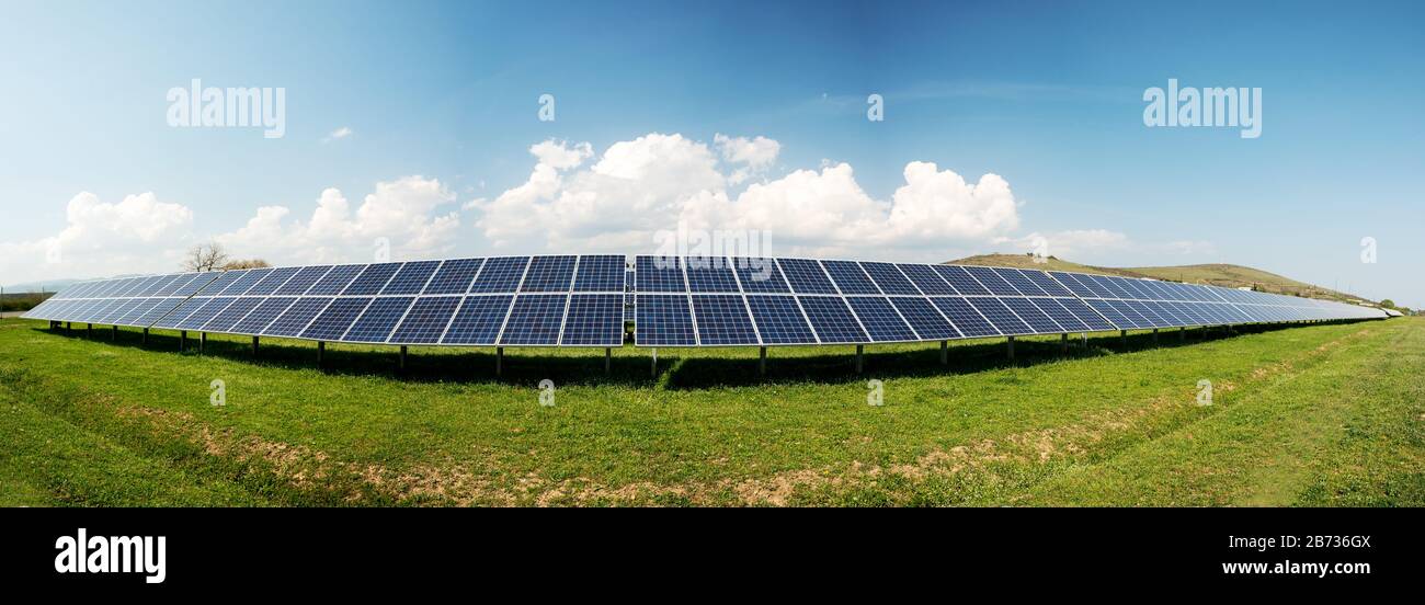 Solar Panoramic Panoramic view of solar panels, photovoltaics, alternative electricity ...