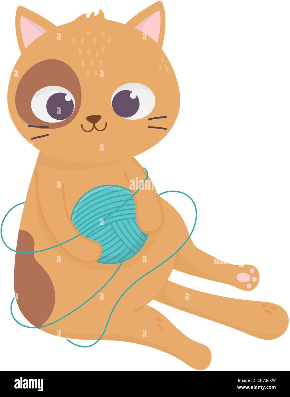 cute little cat playing with wool ball icon design vector illustration ...