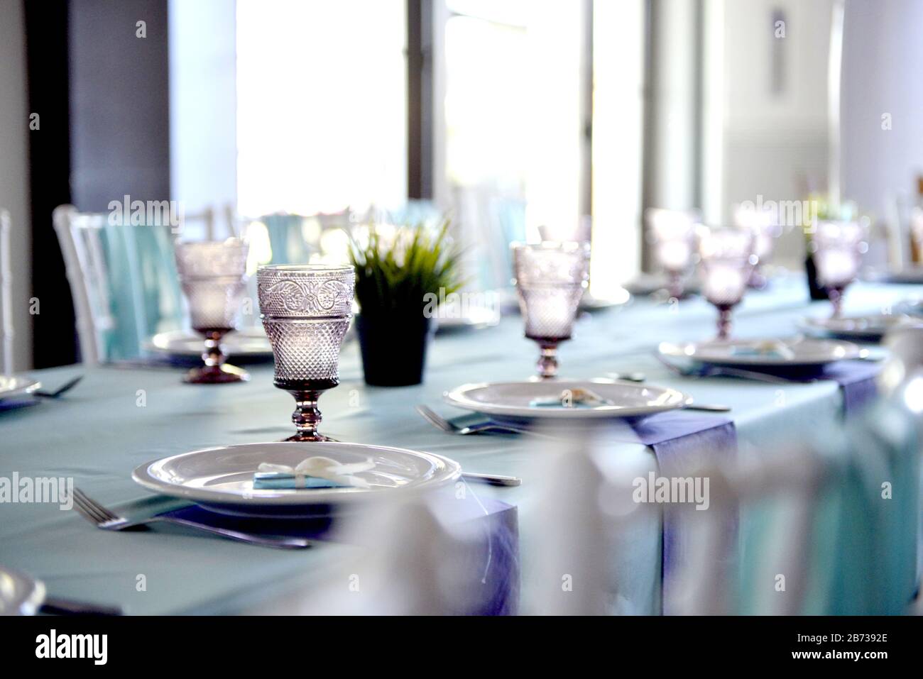beautiful decorated banquet table image Stock Photo