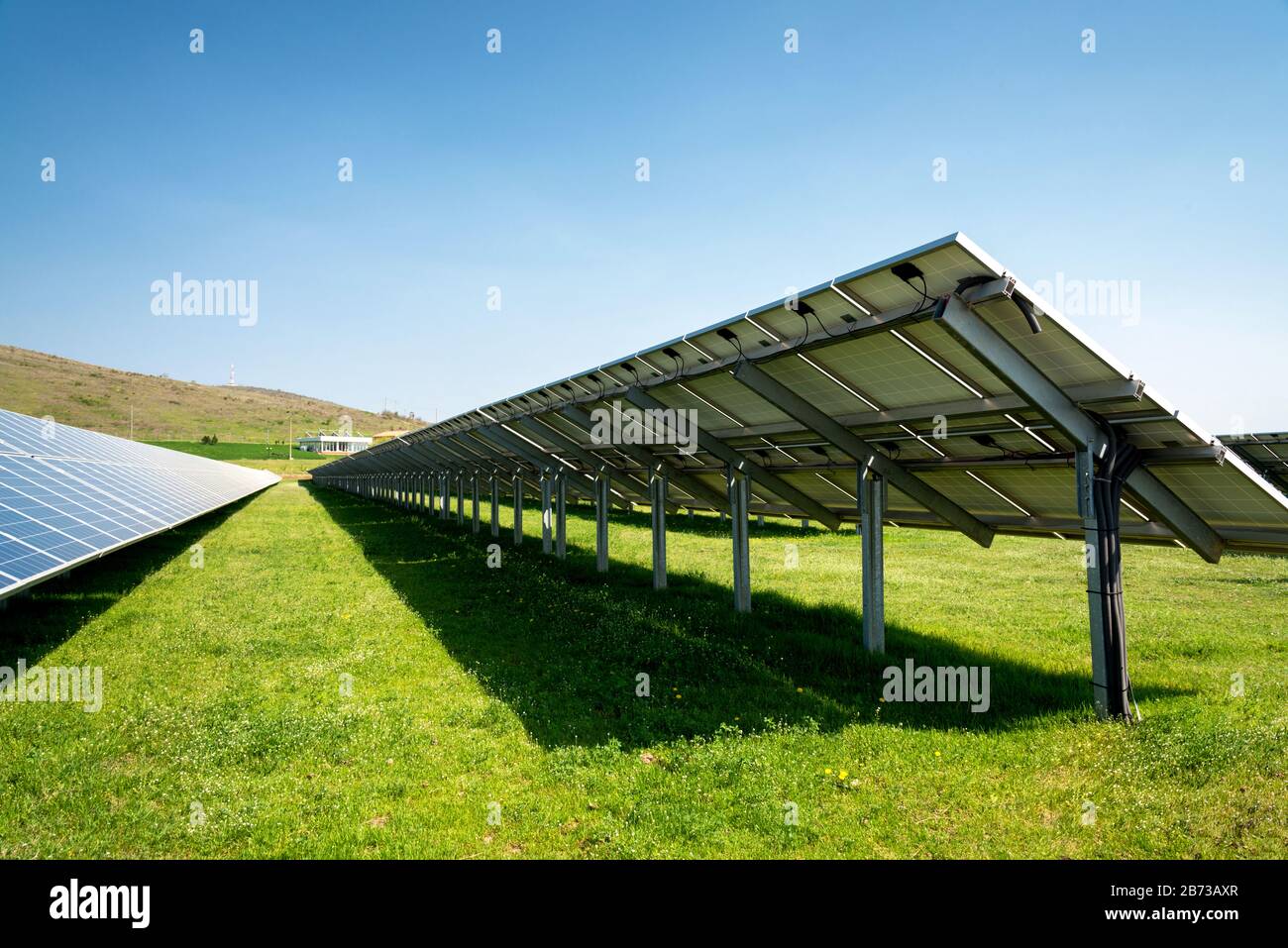 Solar panel, photovoltaic, alternative electricity source - concept of sustainable resources Stock Photo
