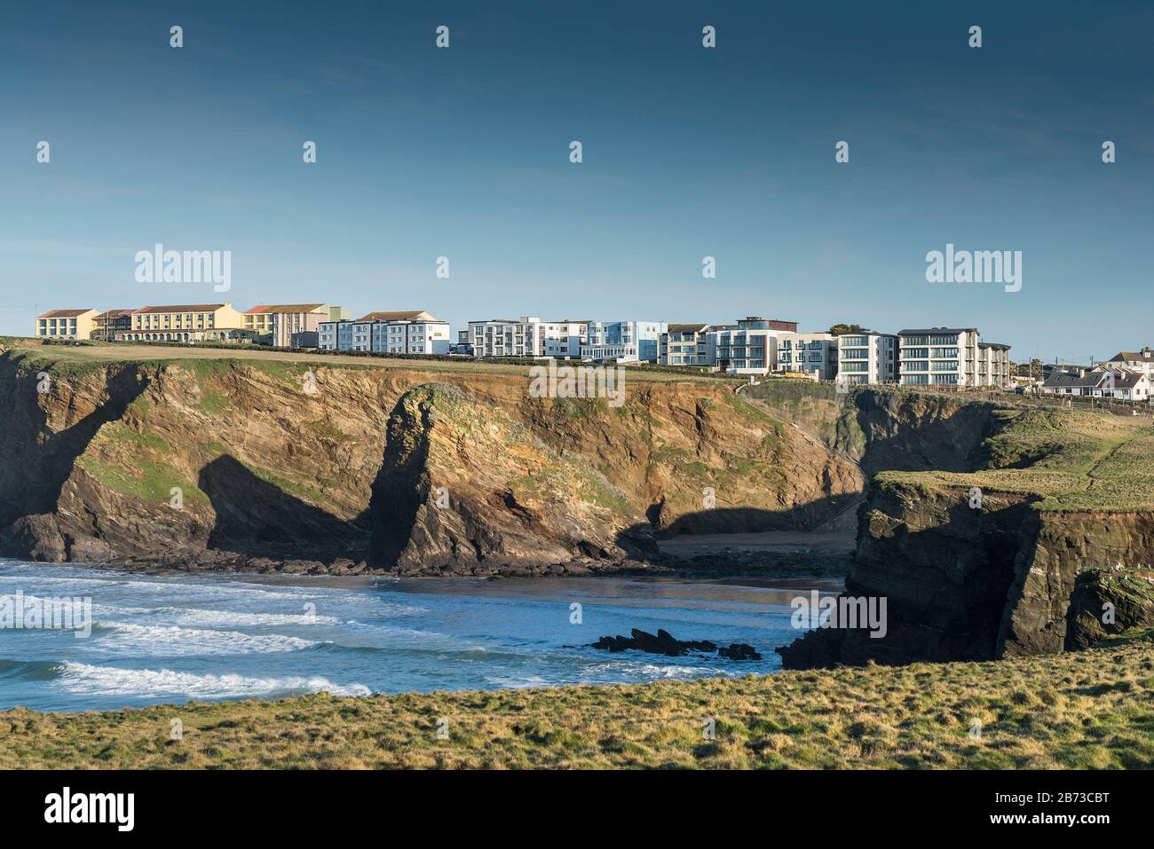 Coastal property overlooking Whipsiddery Beach in Newquay in Cornwall