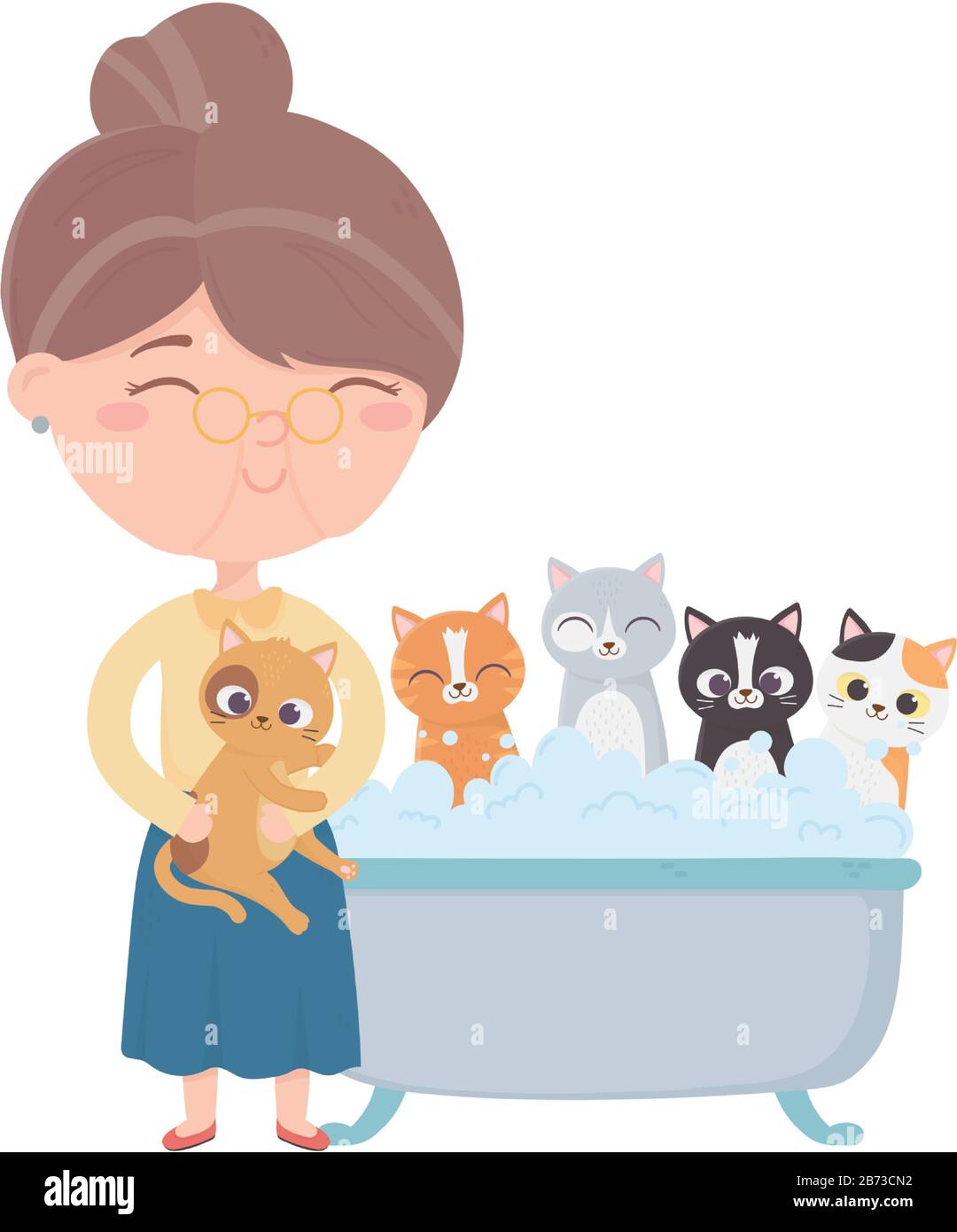 cats make me happy, old woman bathing cats in bathtub with bubbles soap vector illustration Stock Vector Image & Art - Alamy cats make me happy, old woman bathing cats in bathtub with bubbles soap vector illustration Stock Vector Image & Art - Alamy