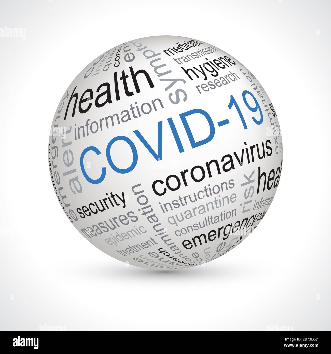 covid 19 coronavirus keywords theme sphere element Stock Photo