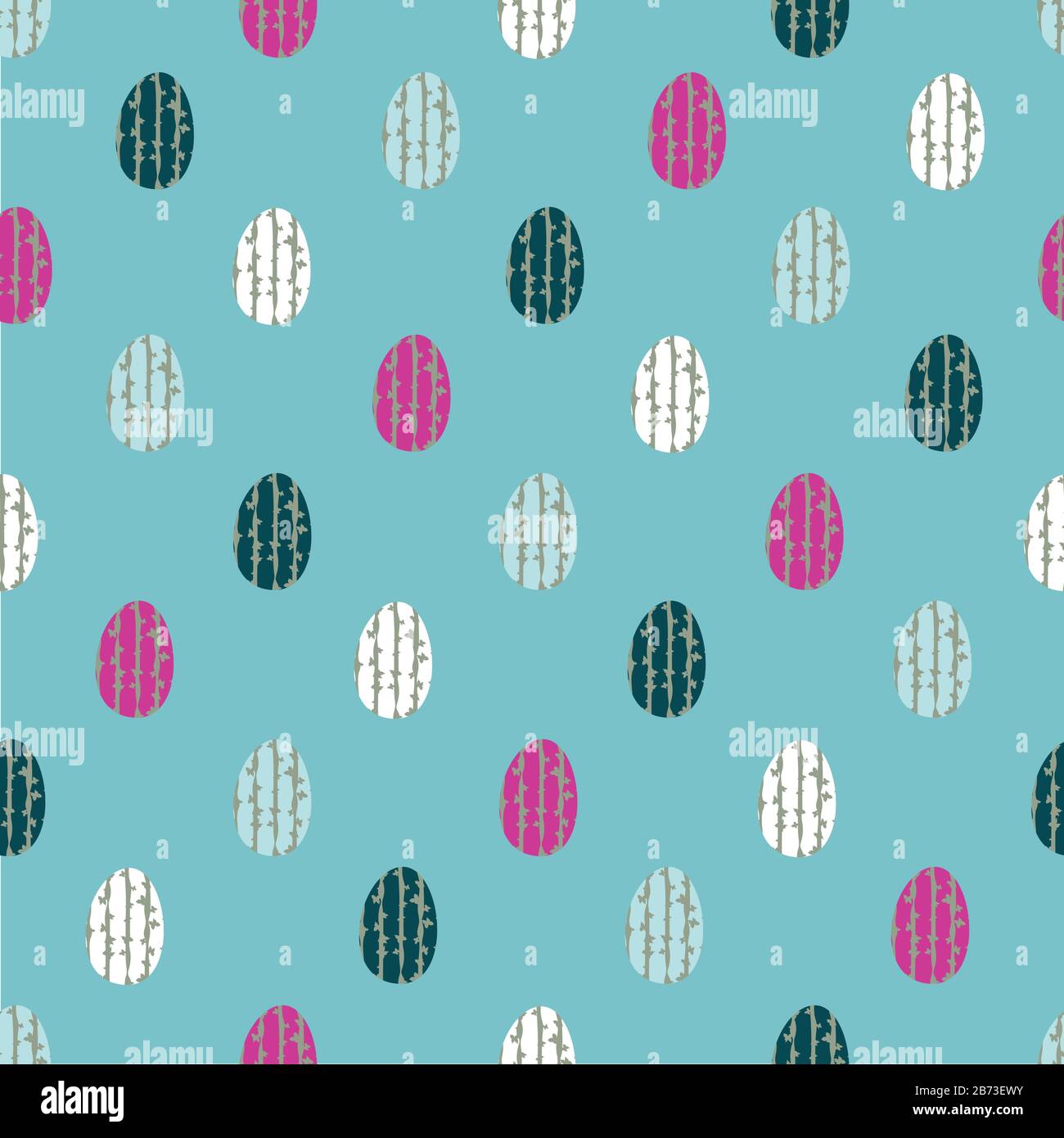 easter eggs seamless vector pattern on blue Stock Vector