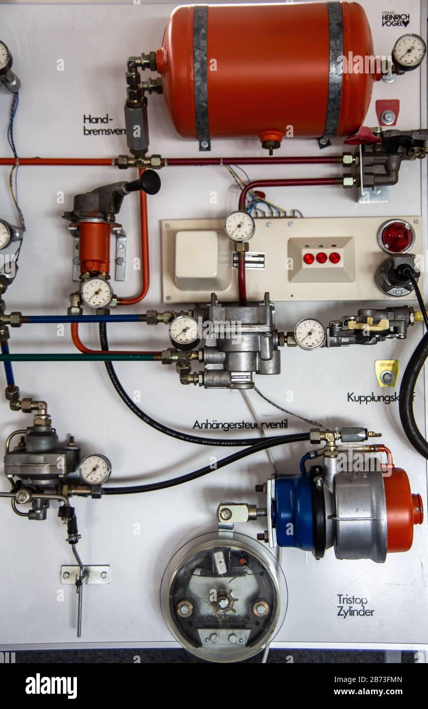EG compressed air brake with manometer Stock Photo Alamy