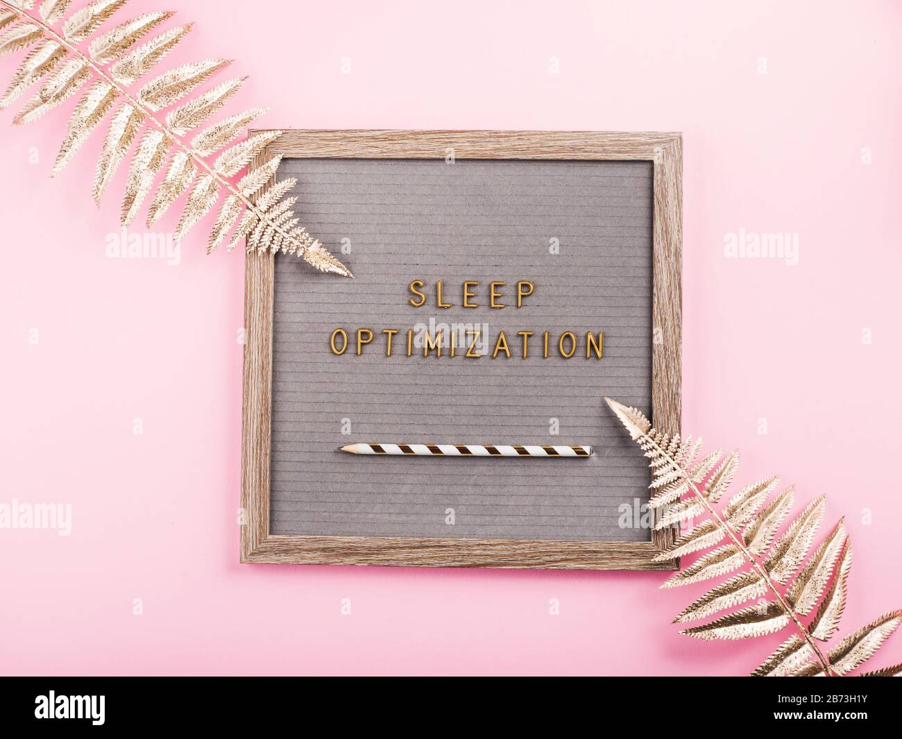 Sleep optimization text on letter board. Flat lay Stock Photo