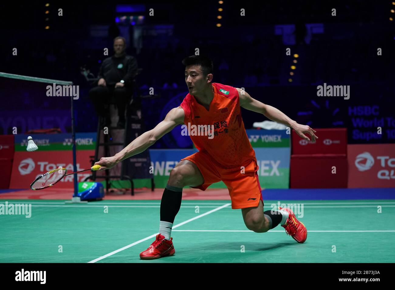Chinas Chen Long in action in his Mens singles match during the YONEX All England Open Badminton Championships at Arena Birmingham Stock Photo