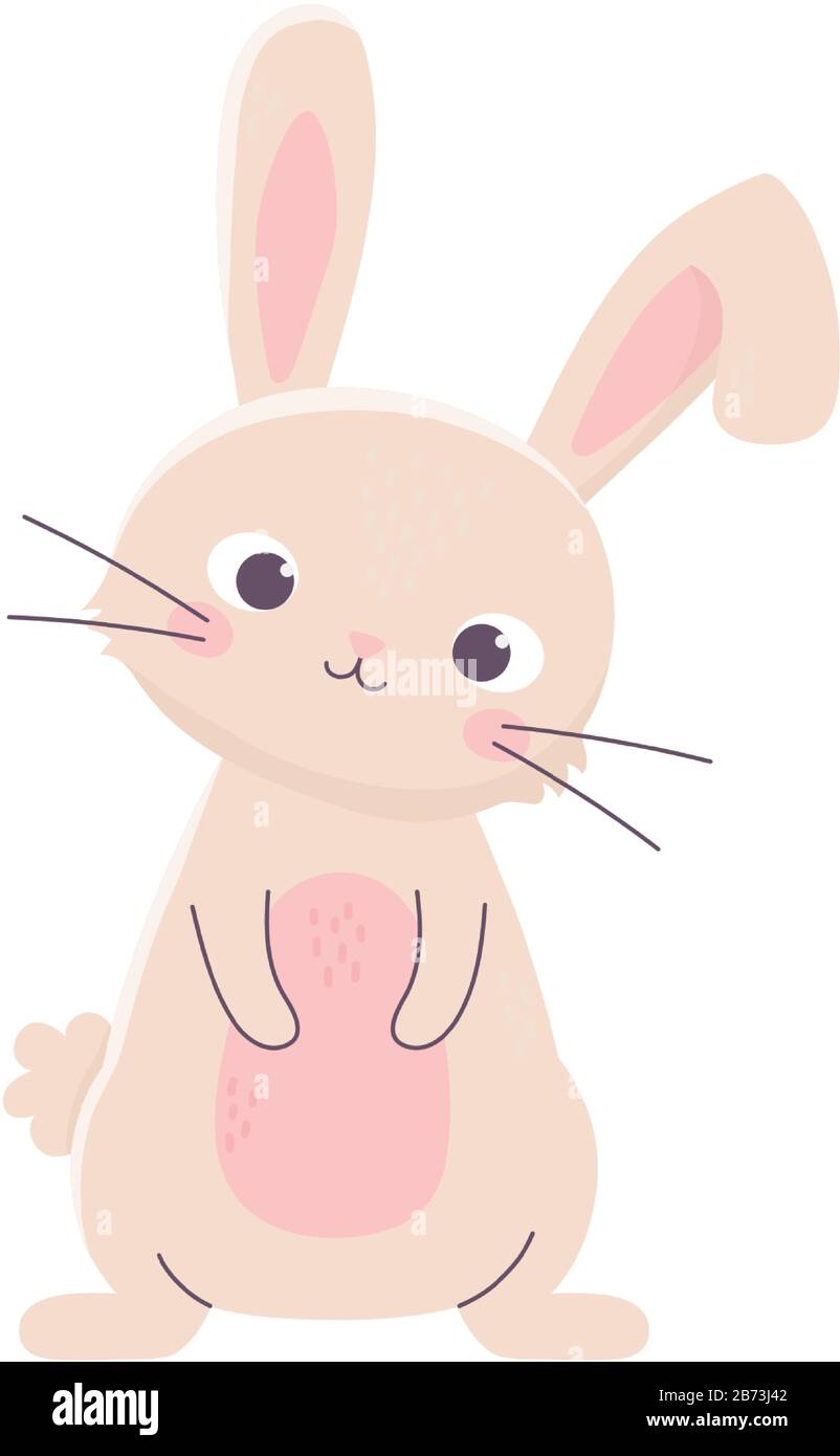 happy easter cute little rabbit cartoon season animal vector ...