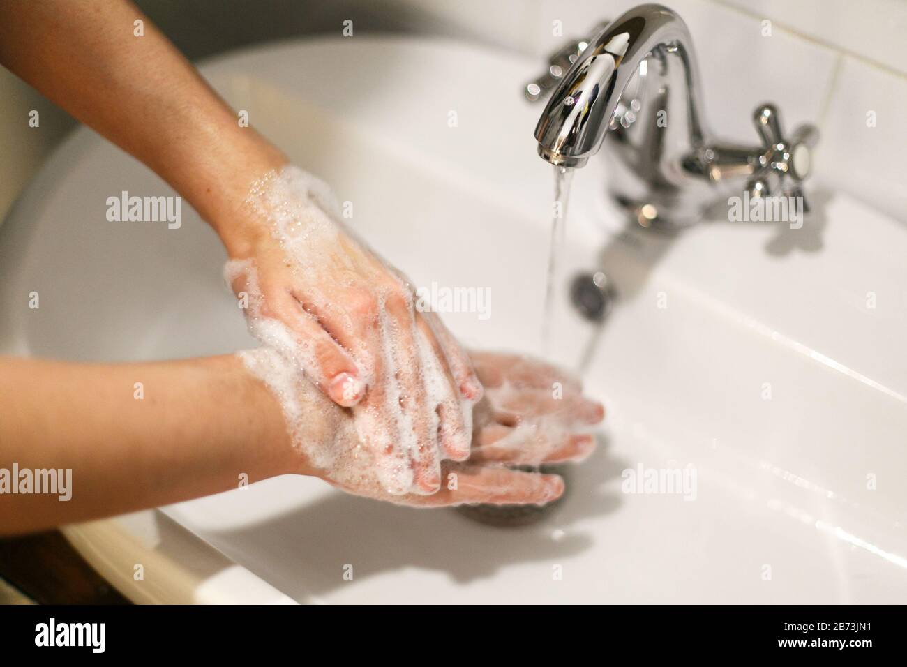 Washing Hands Hands Washing With Proper Technique And Antibacterial Soap On Background Of 3576