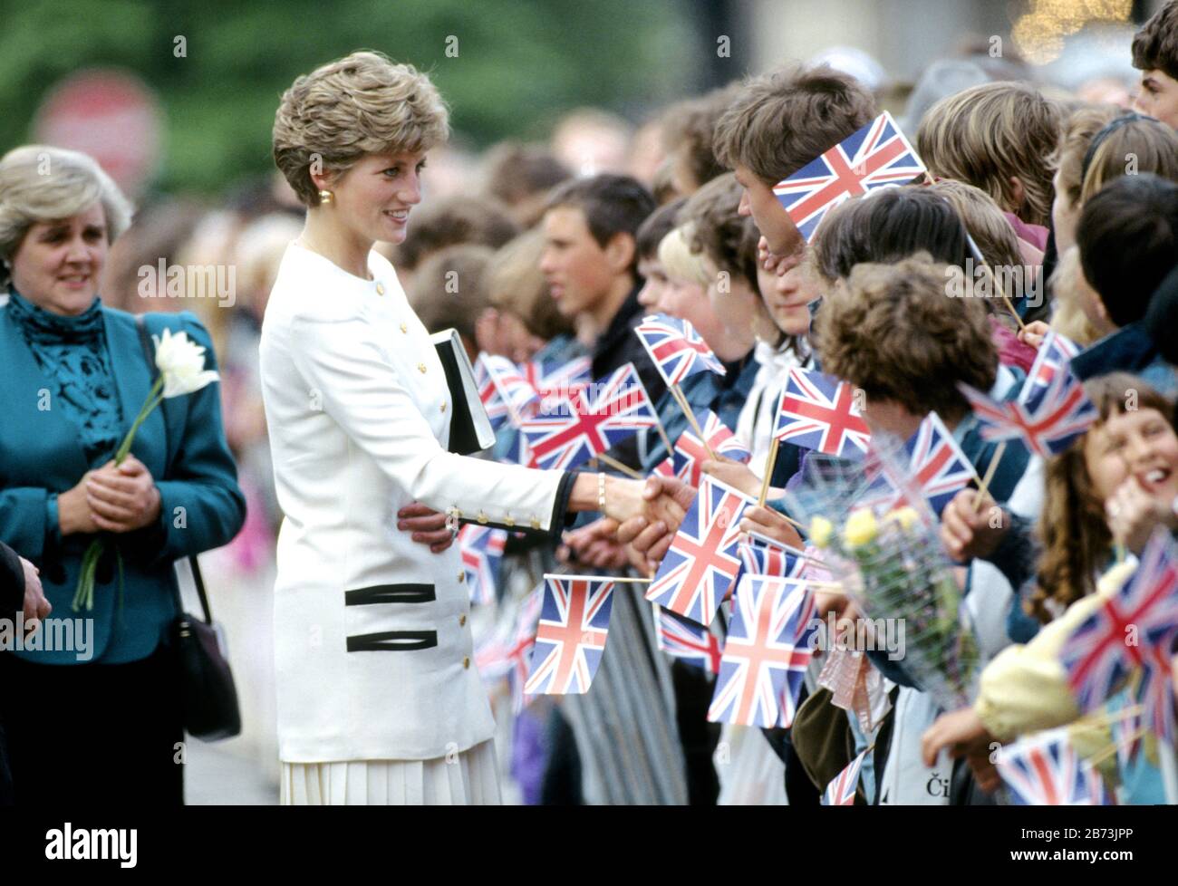HRH Princess Diana visits Prague during her Royal tour of Czechoslovakia 1991 Stock Photo