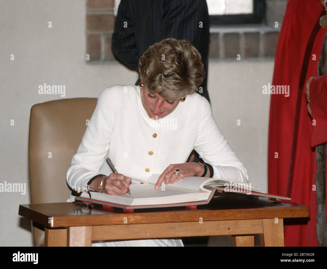 HRH Princess Diana - Princess of Wales visiting a Deaf School In Prague during her Royal Tour of Czechoslovakia May 1991 Stock Photo