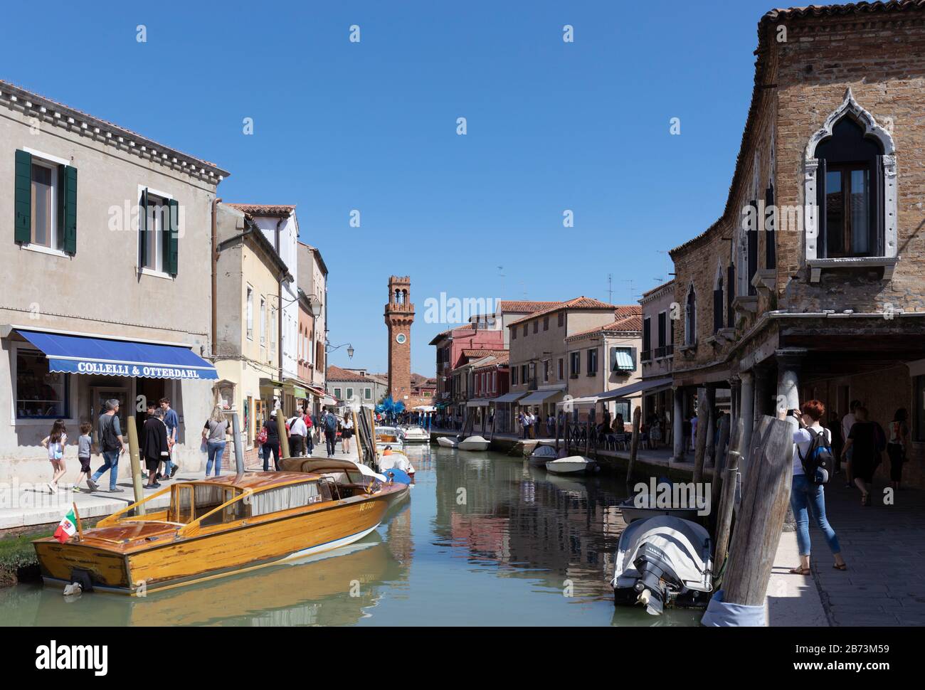 Typical canal scene, Murano, Province of Venice, Italy, Stock Photo