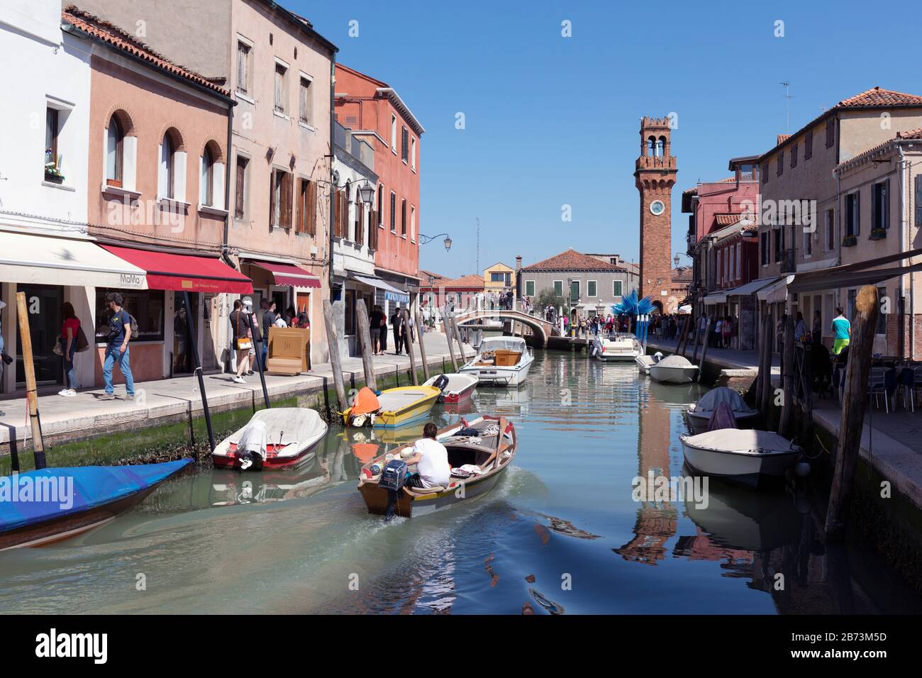 Typical canal scene, Murano, Province of Venice, Italy, Stock Photo