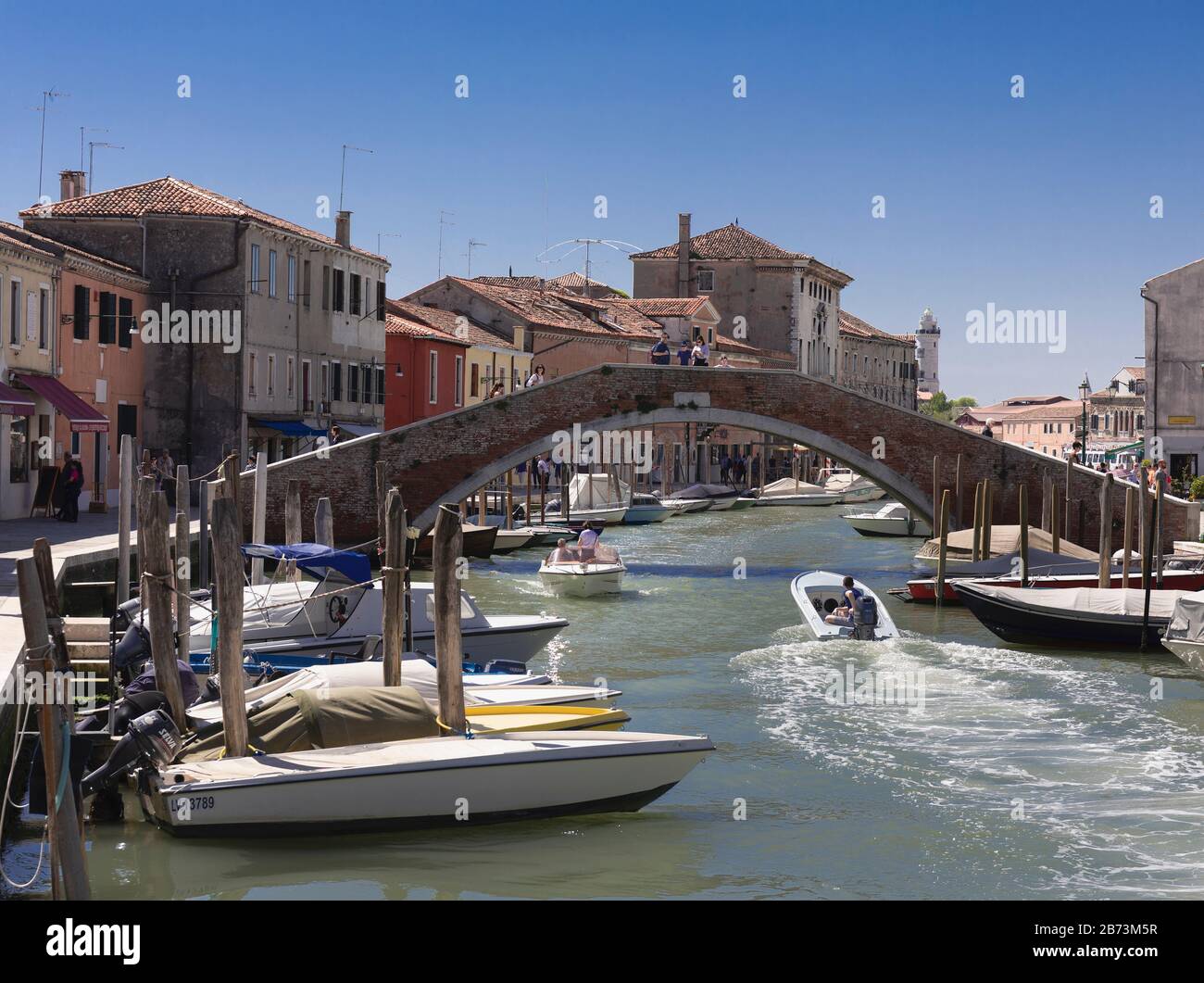 San Donato Bridge, Murano, Province of Venice, Italy, Stock Photo