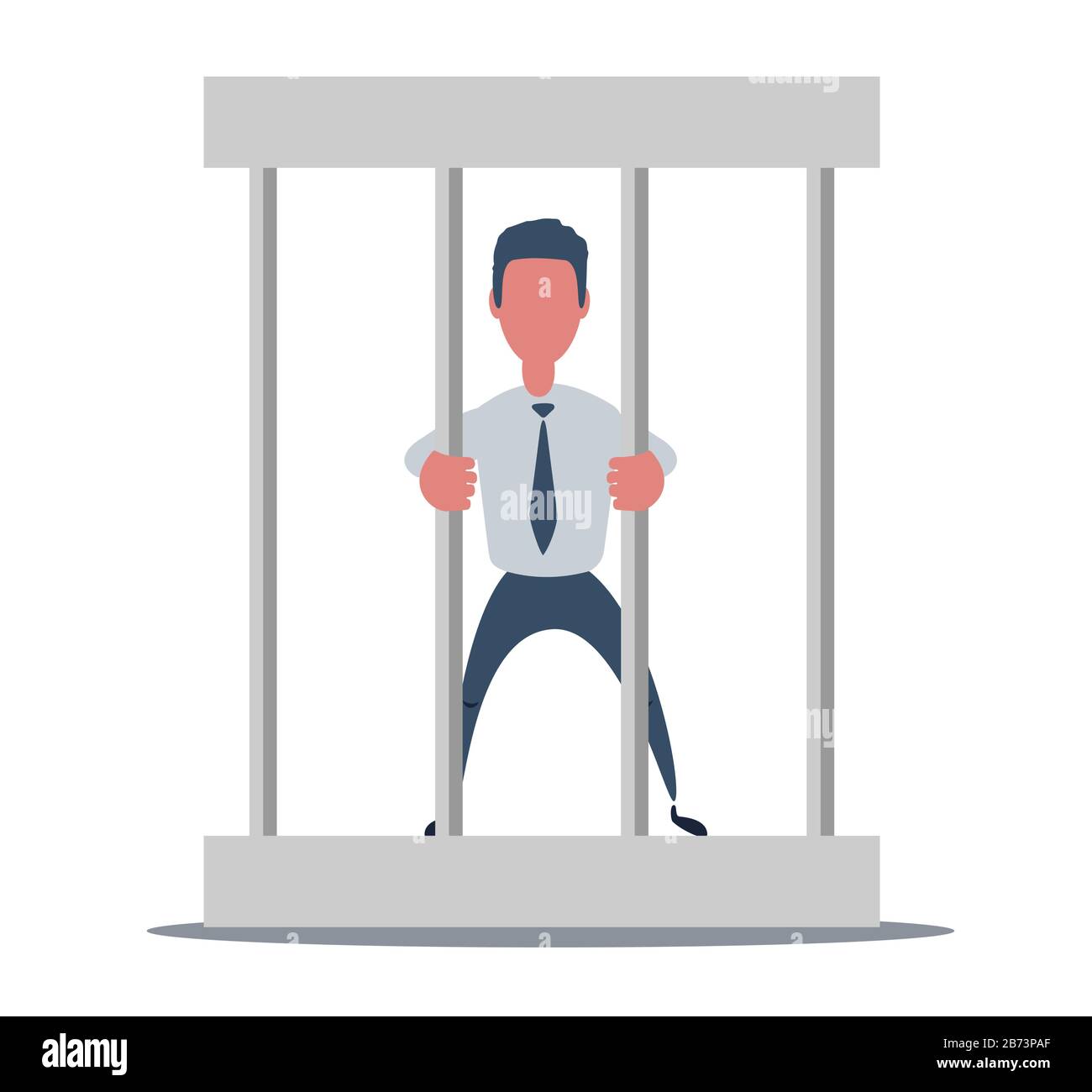 Young businessman behind the bars in prison Stock Vector