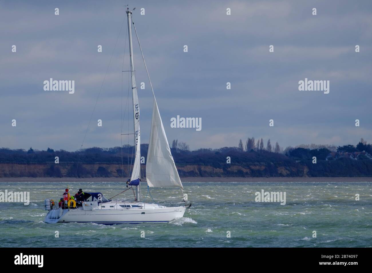 Sailing Yacht  on Southampton Water Stock Photo