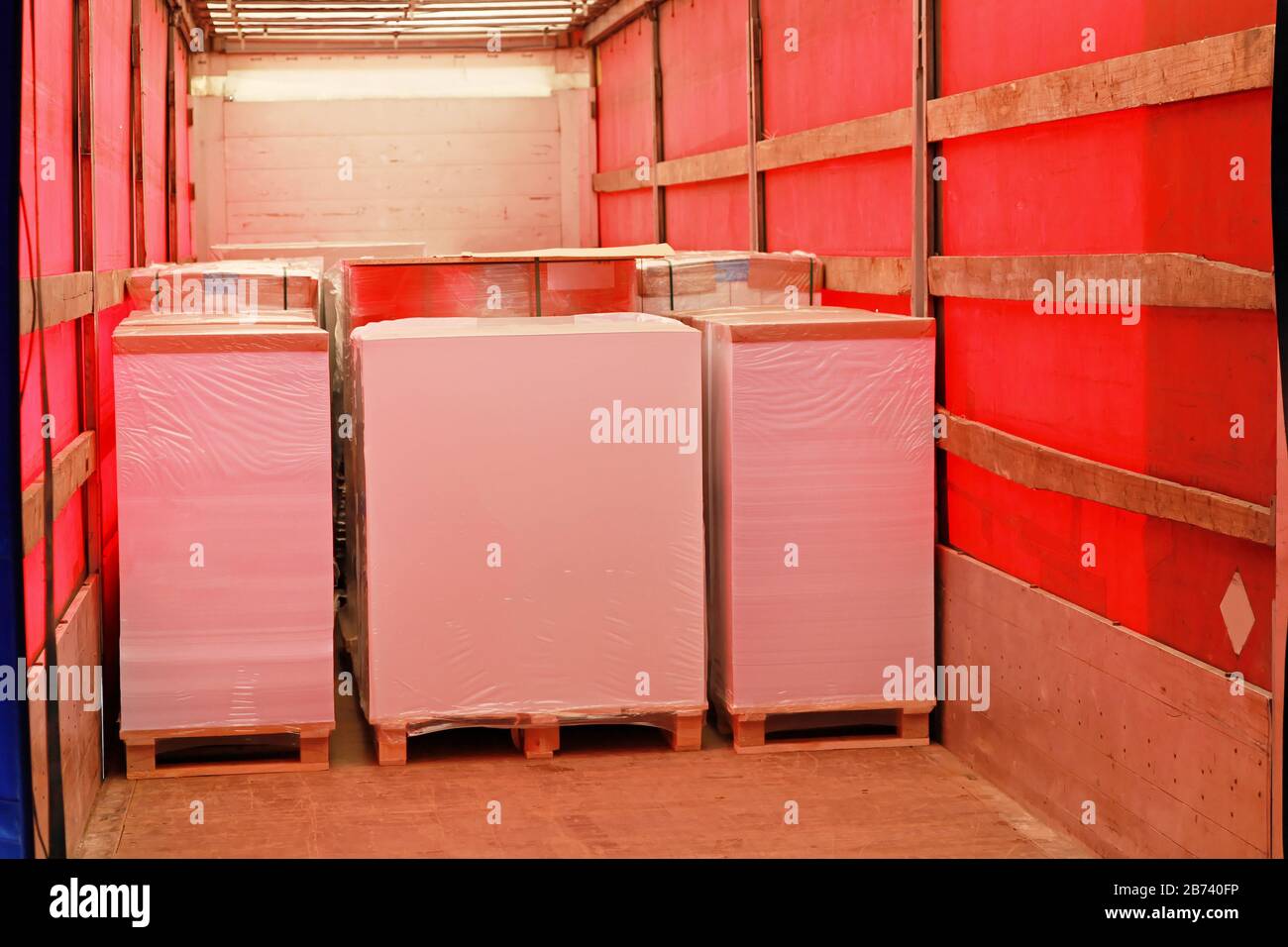 Load of Paper at Pallets in Truck Trailer Transport Stock Photo Alamy
