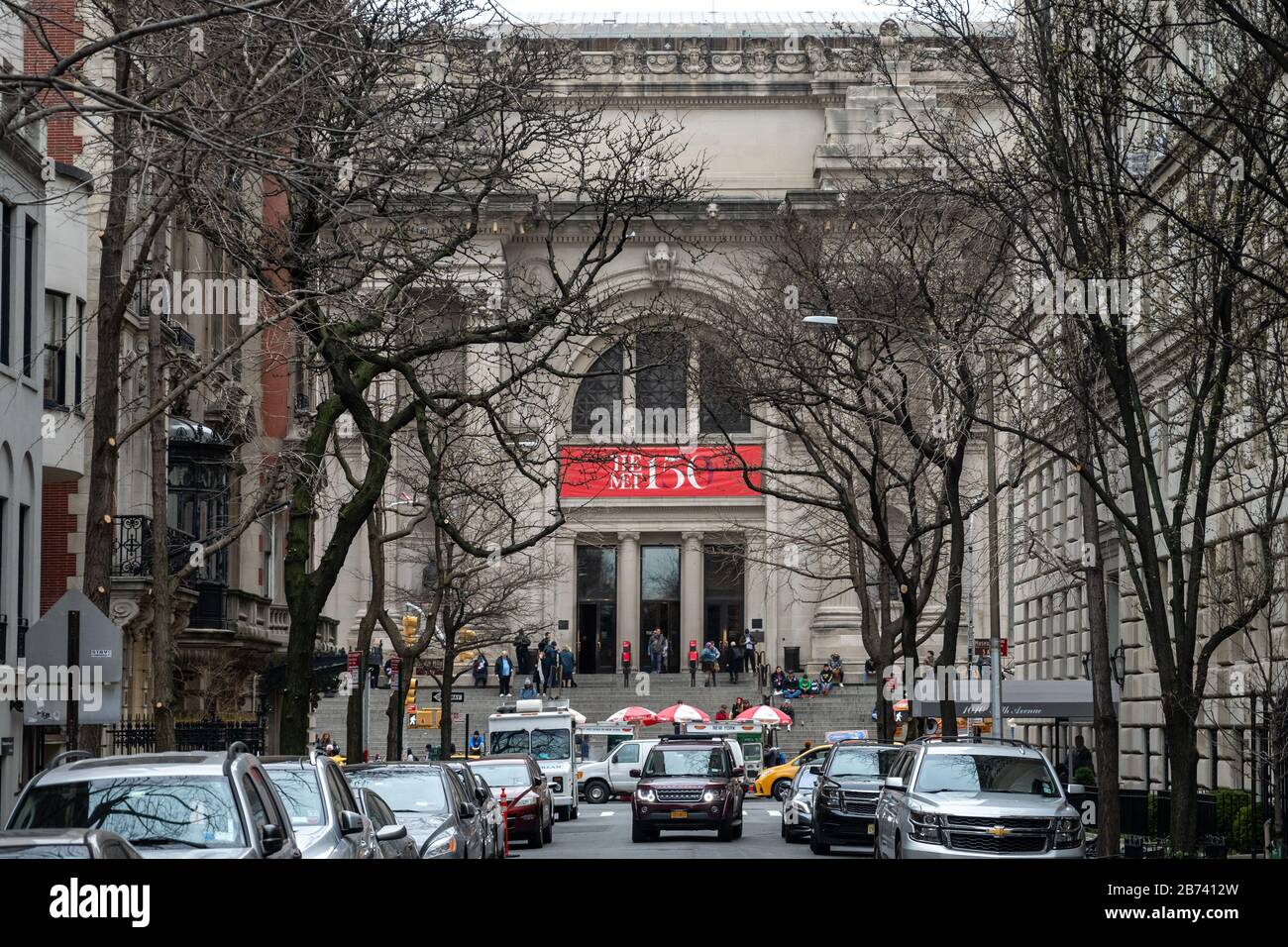 New York, USA,  12 Mar 2020.  The main entrance of the Metropolitan Museum of Art in New York's Fifth Avenue . The Met will temporarily close all thre Stock Photo