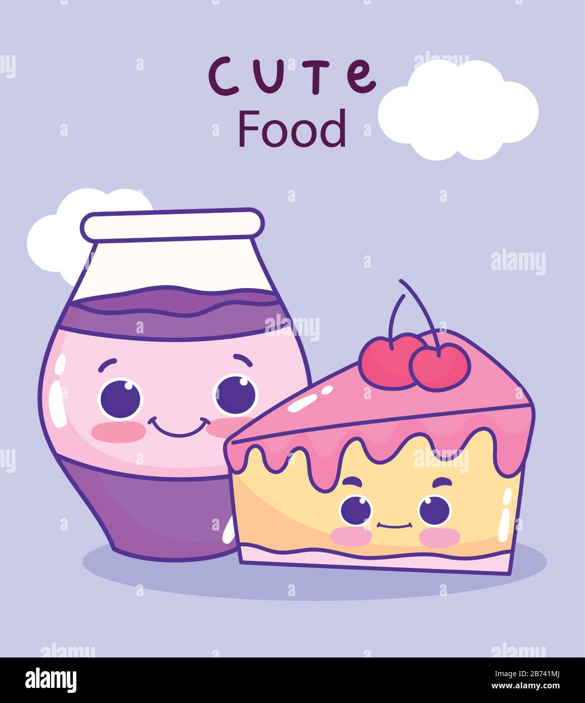 cute food slice cake and jar with jam sweet dessert pastry cartoon ...