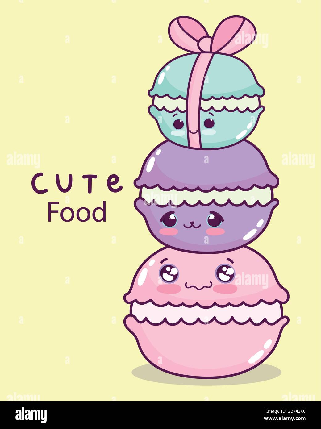 cute food pile of macaroon sweet dessert pastry cartoon vector ...