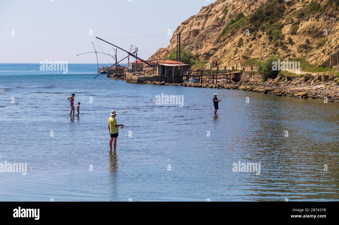 Traditional and modern fishing methods, Adriatic coast, Montenegro Stock  Photo - Alamy