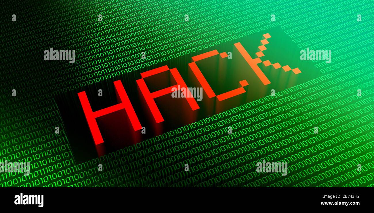 Hack - binary code concept - 3D illustration Stock Photo