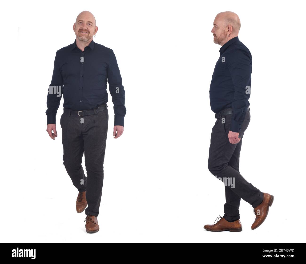 man walking on white background Stock Photo