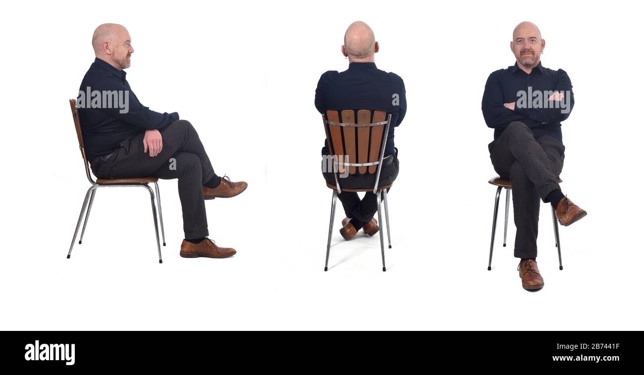 Man sitting cross legged on chair Cut Out Stock Images & Pictures Alamy