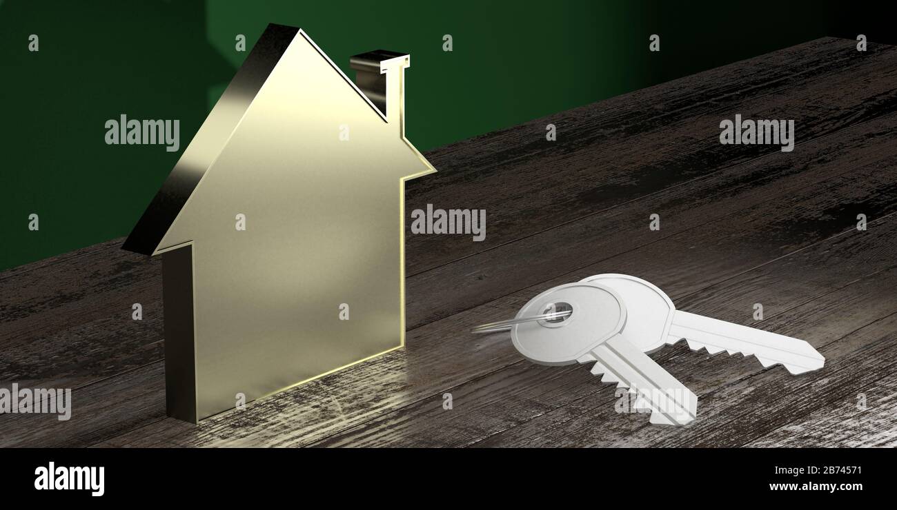 House shape, keys - real estate/ ownership concept - 3D rendering Stock ...