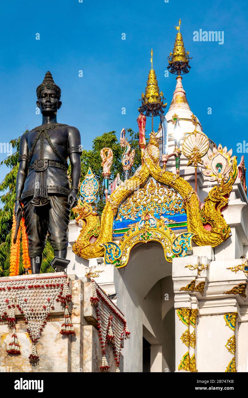 Pho Khun Ngam Muang monument, Phayao, Thailand Stock Photo