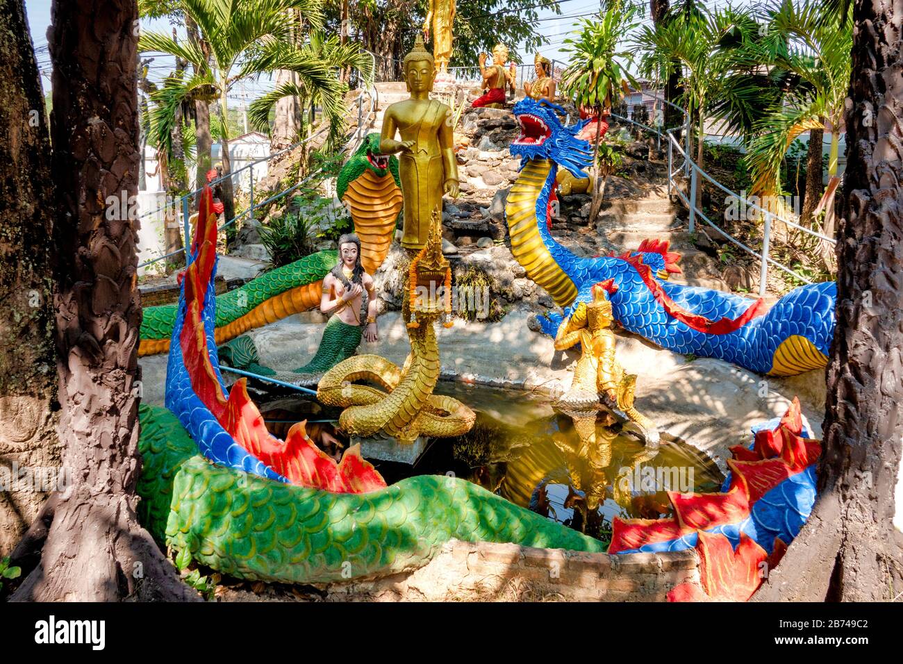 Garden of Heaven and Hell in Wat Si Khom Kham, Phayao, Thailand Stock Photo