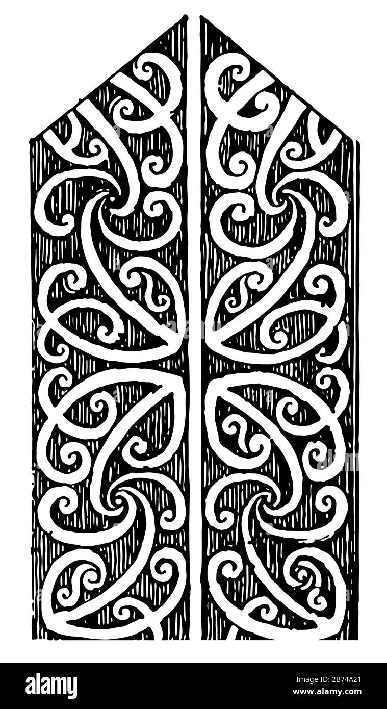 Eaves Board Detail of wood carving on painted vintage line drawing or  engraving illustration Stock Vector Image  Art  Alamy