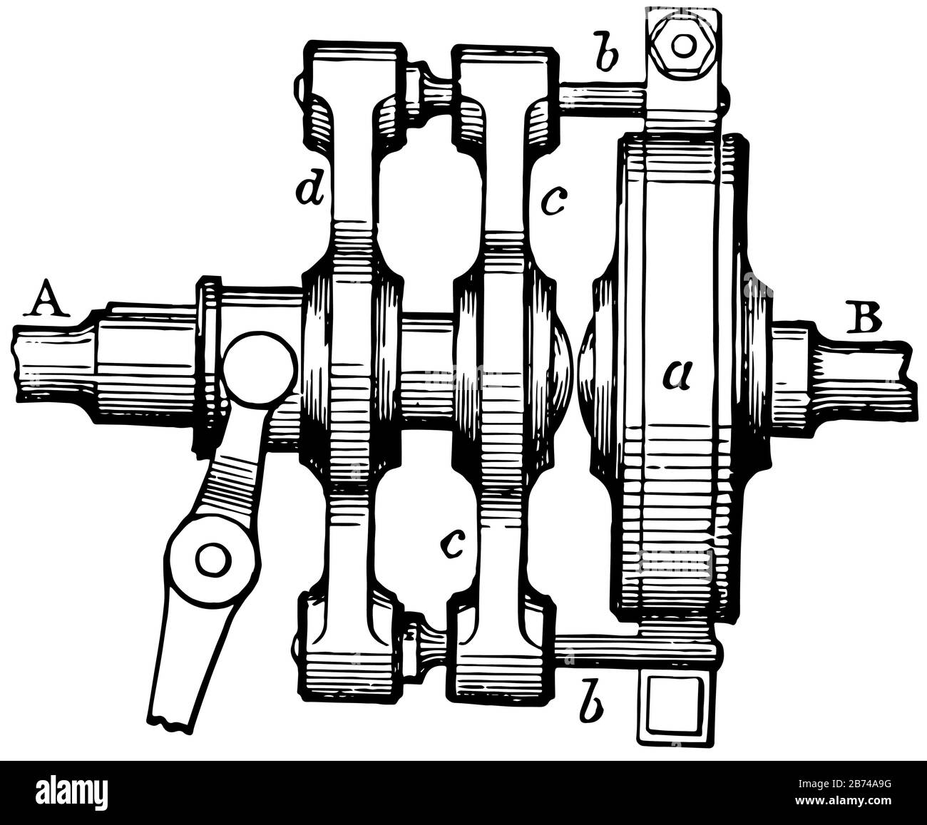 This illustration represents function of Slip Clutch Coupling, vintage