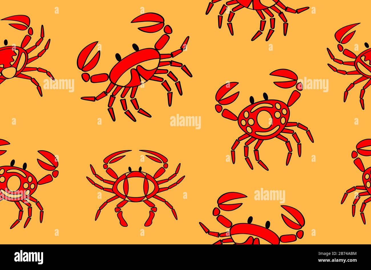 crab textile pattern, seamless pattern Stock Photo