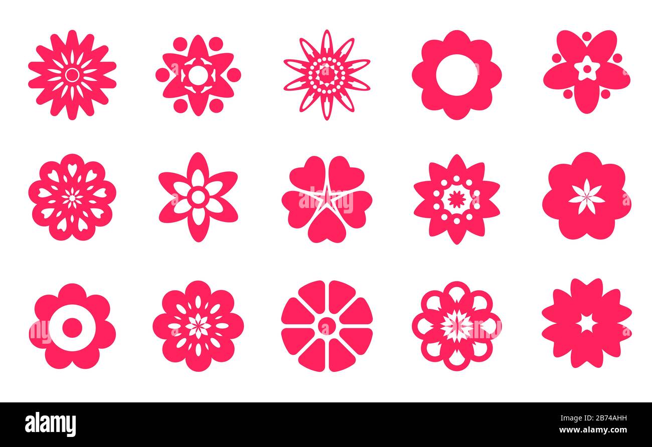 pink vector flowers set isolated Stock Photo - Alamy