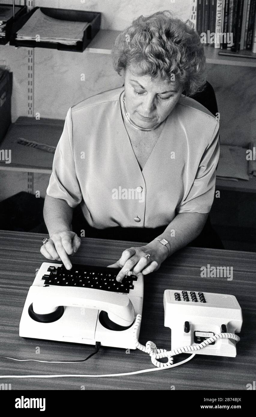 TTY text telephone for deaf people, UK 1989 Stock Photo Alamy