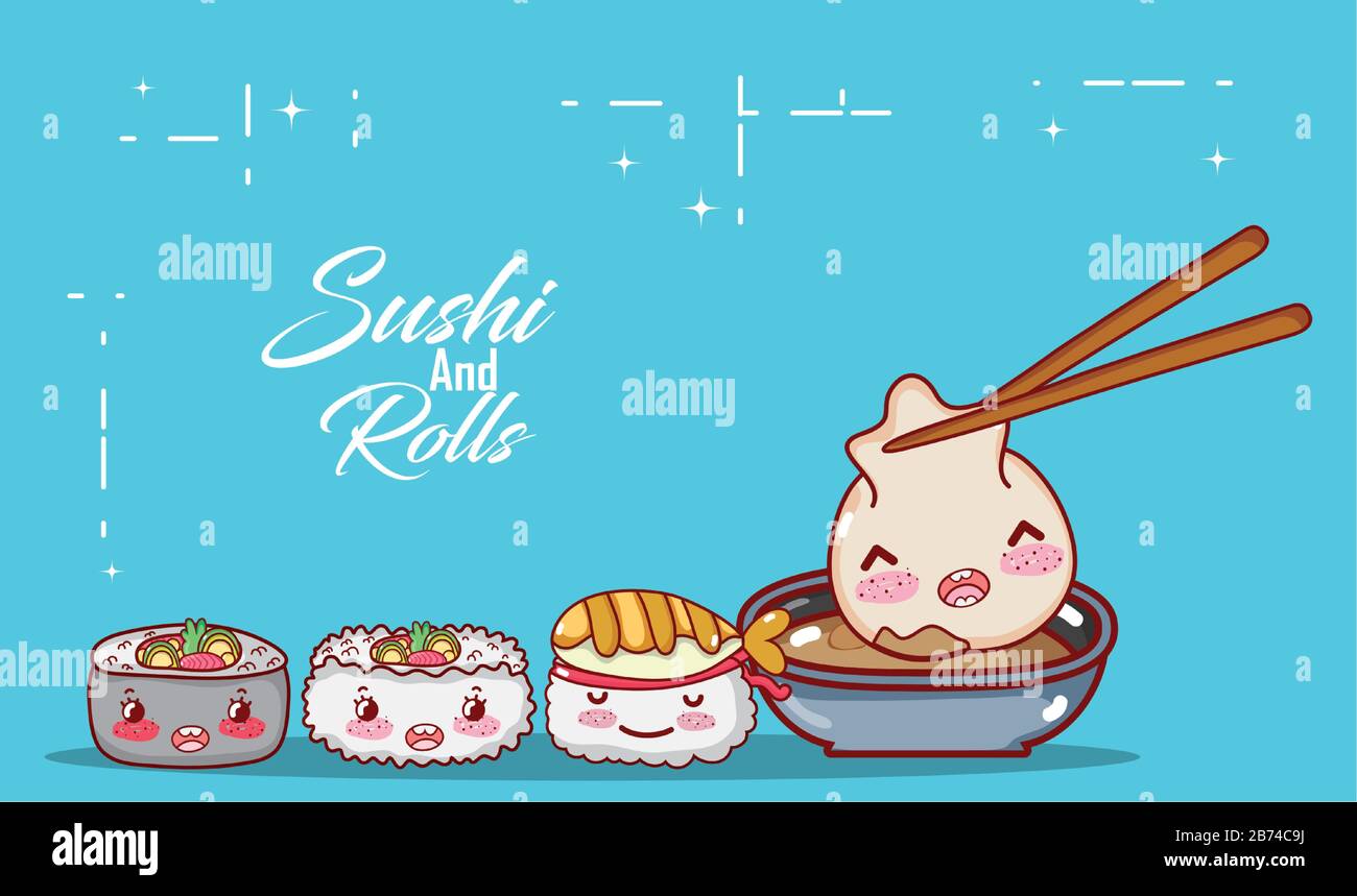 kawaii dumpling in sauce shushi rice soup food japanese cartoon vector illustration sushi and rolls Stock Vector Image & Art - Alamy kawaii dumpling in sauce shushi rice soup food japanese cartoon vector illustration sushi and rolls Stock Vector Image & Art - Alamy