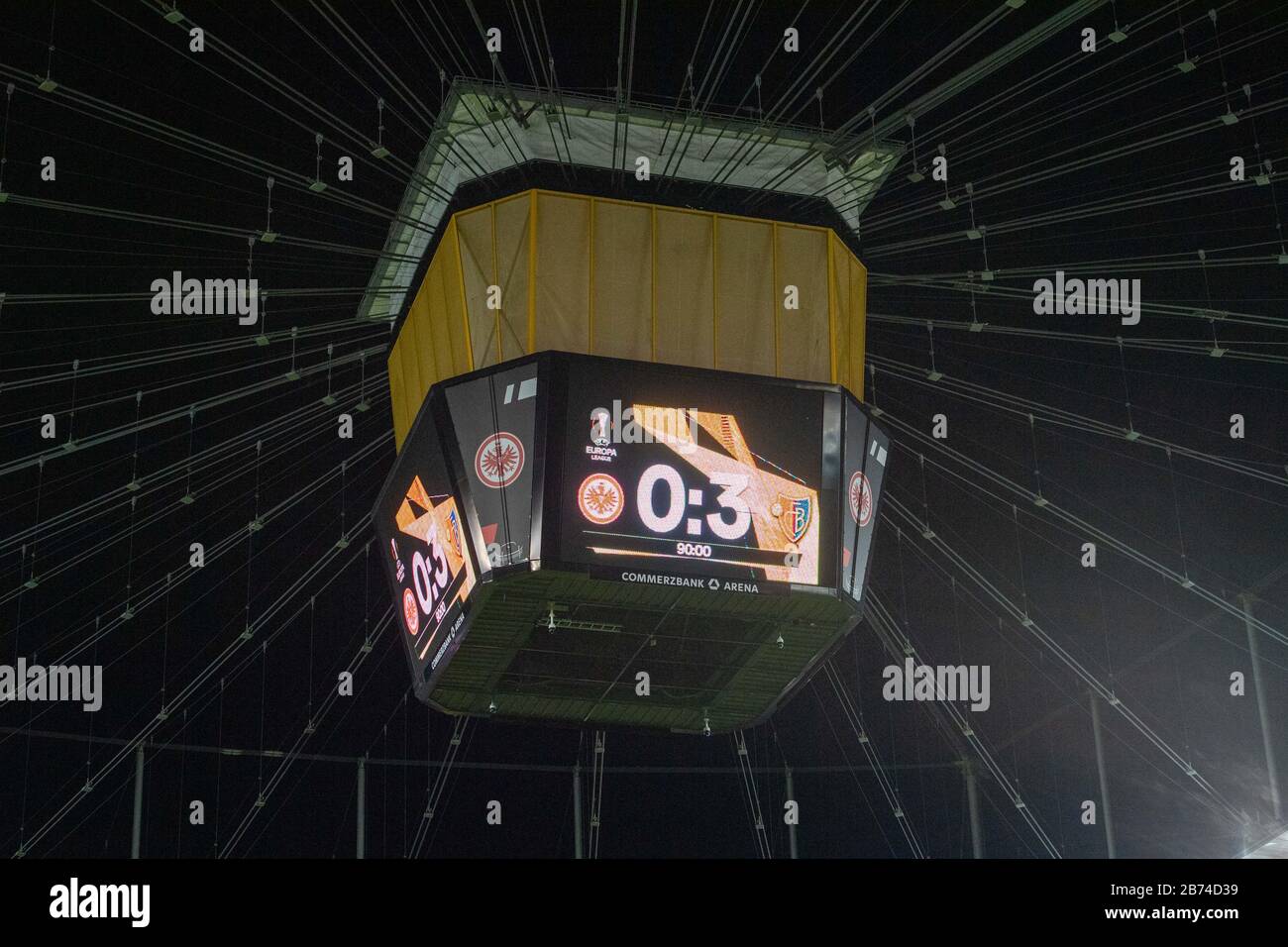 Final score on the scoreboard, display, monitor, video wall, screen