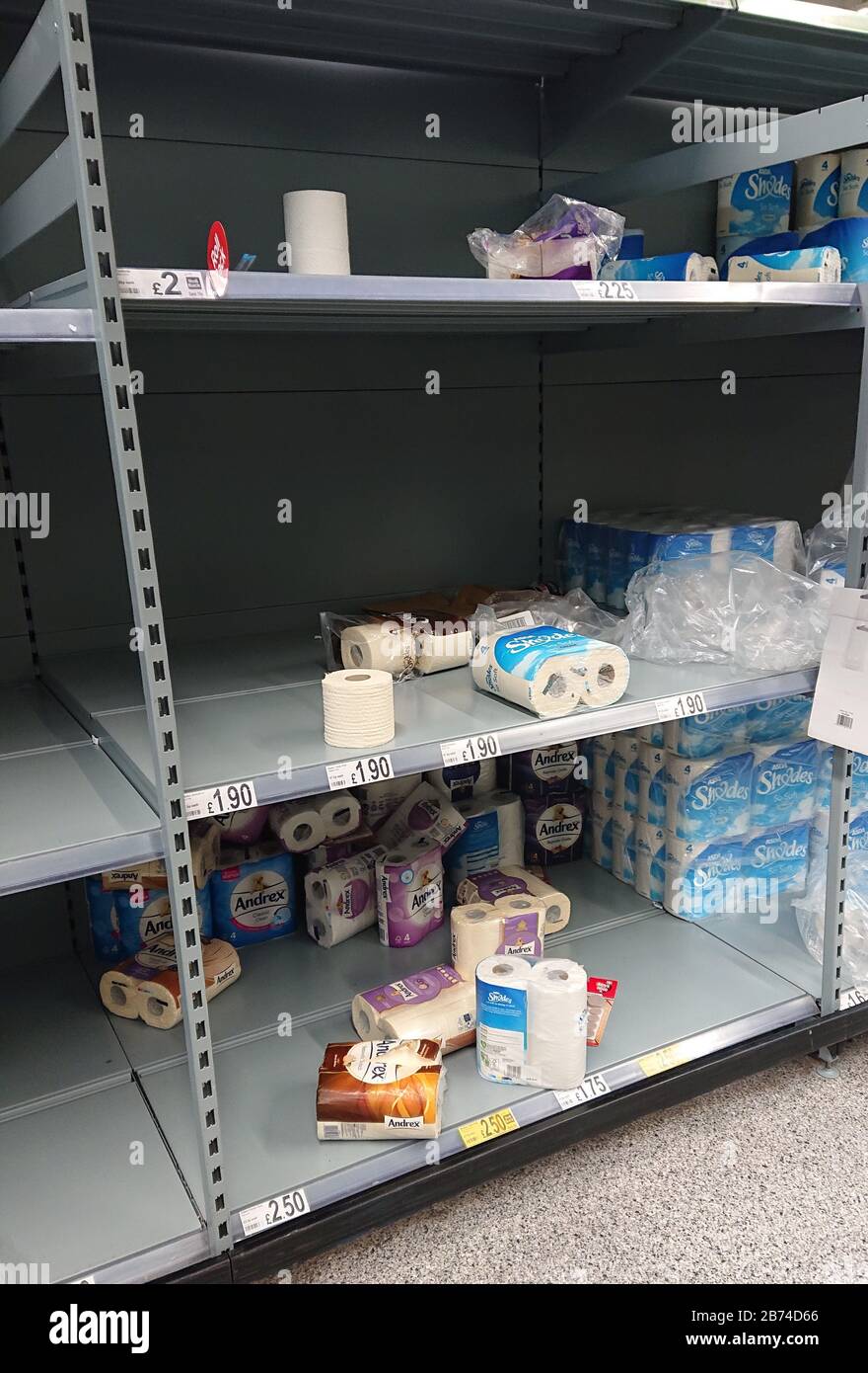 Liverpool,uk Asda Store in Bromborough, wirral empty off toilet rolls