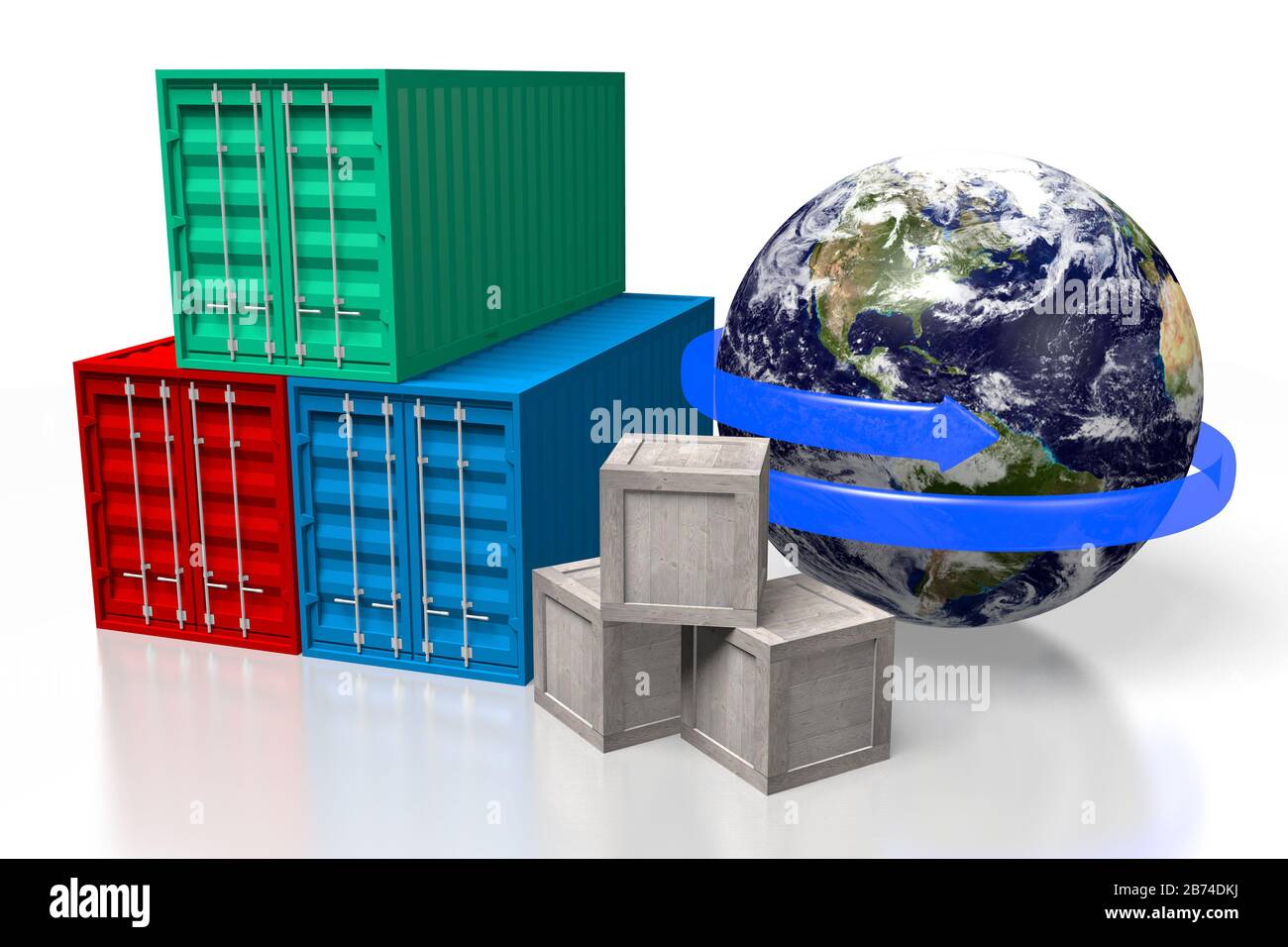 3D wooden boxes, cargo containers, Earth - great for topics like ...