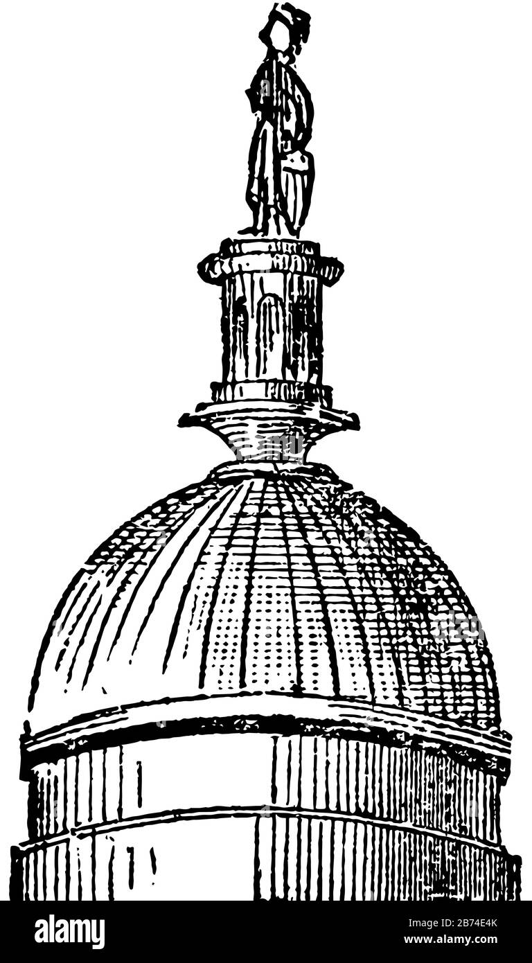 Dome, structure, raised, roof, edifice, cupola, vintage line drawing or