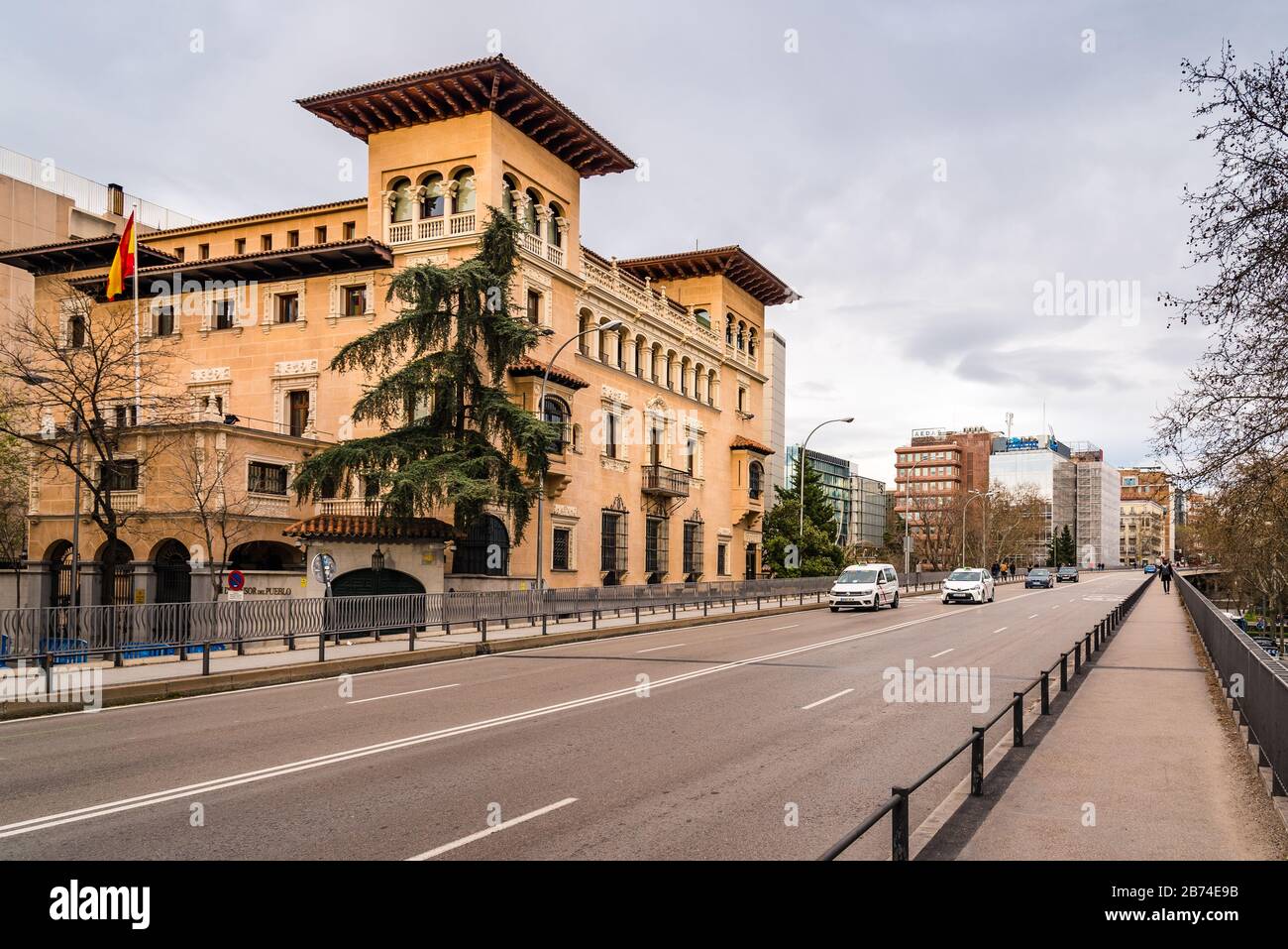 Madrid, Spain - March, 8, 2020: The Spanish Ombudsman or Defender of the People seat in Ruben Dario area Stock Photo