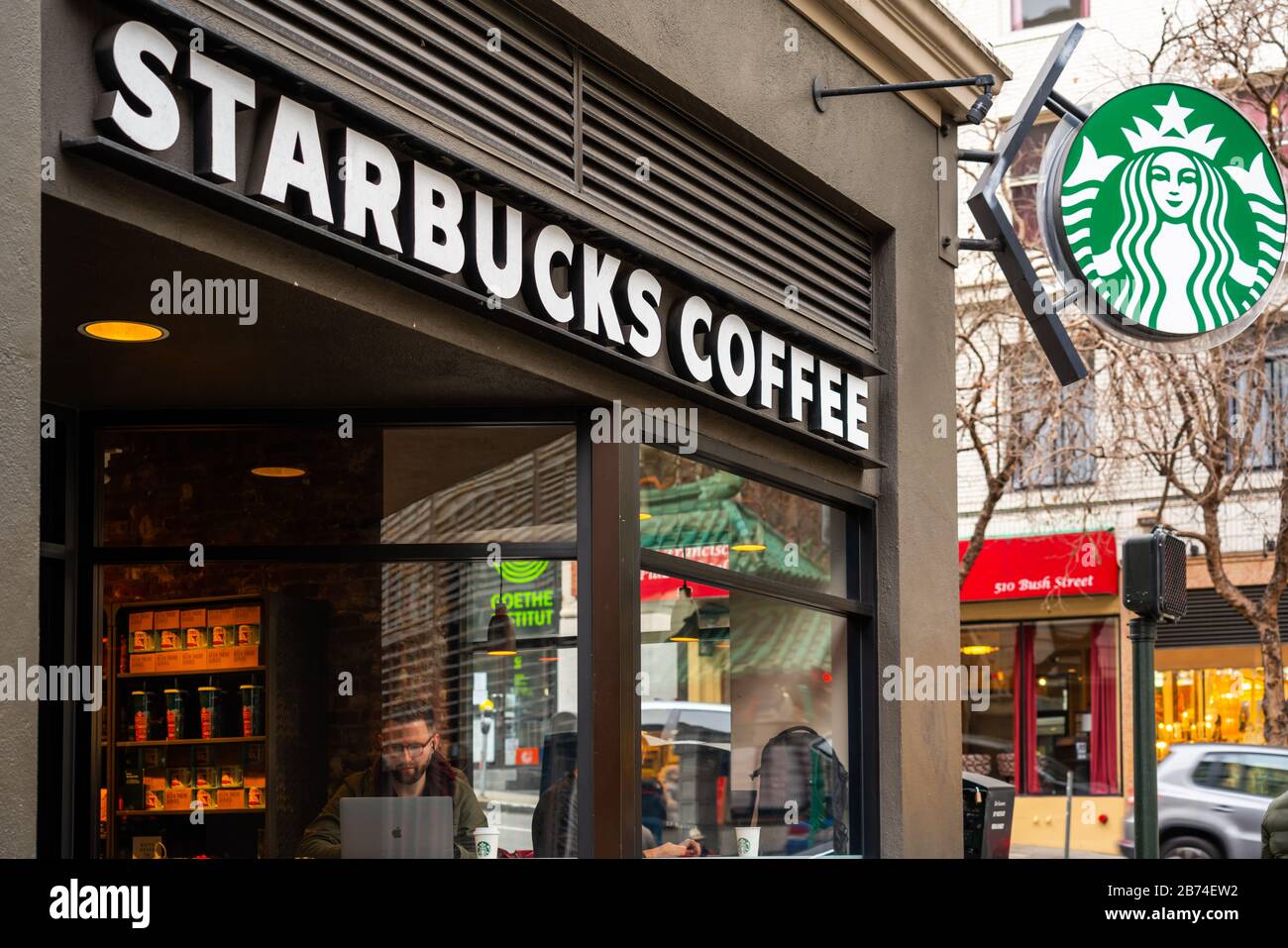 A view of an american coffee company and coffeehouse chain